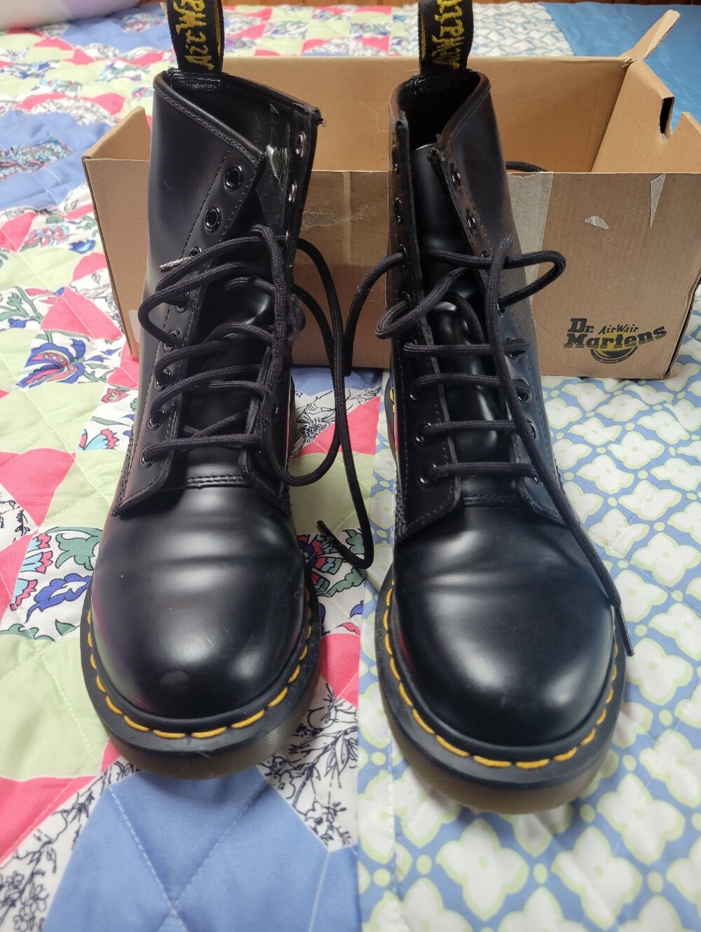 Dr. Martens 1460 Smooth Leather Lace Up Black Boots, Size 6